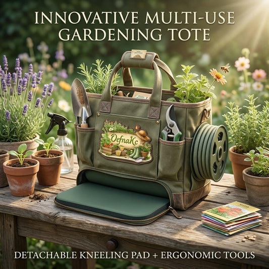 OefnaKc Innovative Multi-Use Gardening Tote Bag with Detachable Kneeling Pad & Integrated Hose Reel – Heavy Duty Canvas Garden Tool Organizer, All-in-One Planting Workstation for Men & Women